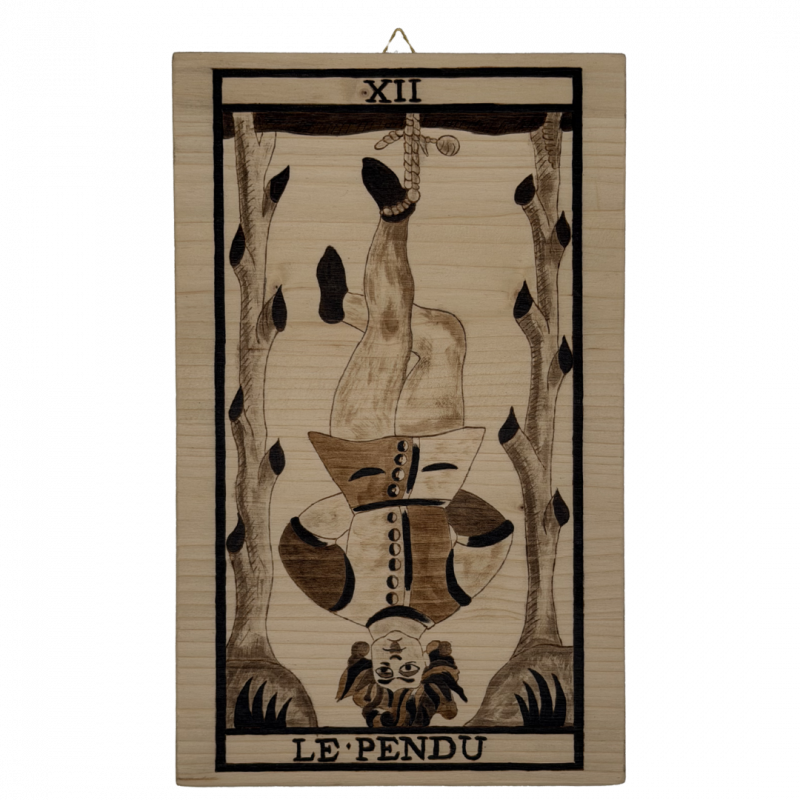 Tavola arcano appeso artigianale in legno inciso a mano - 30 x 18,5 cm