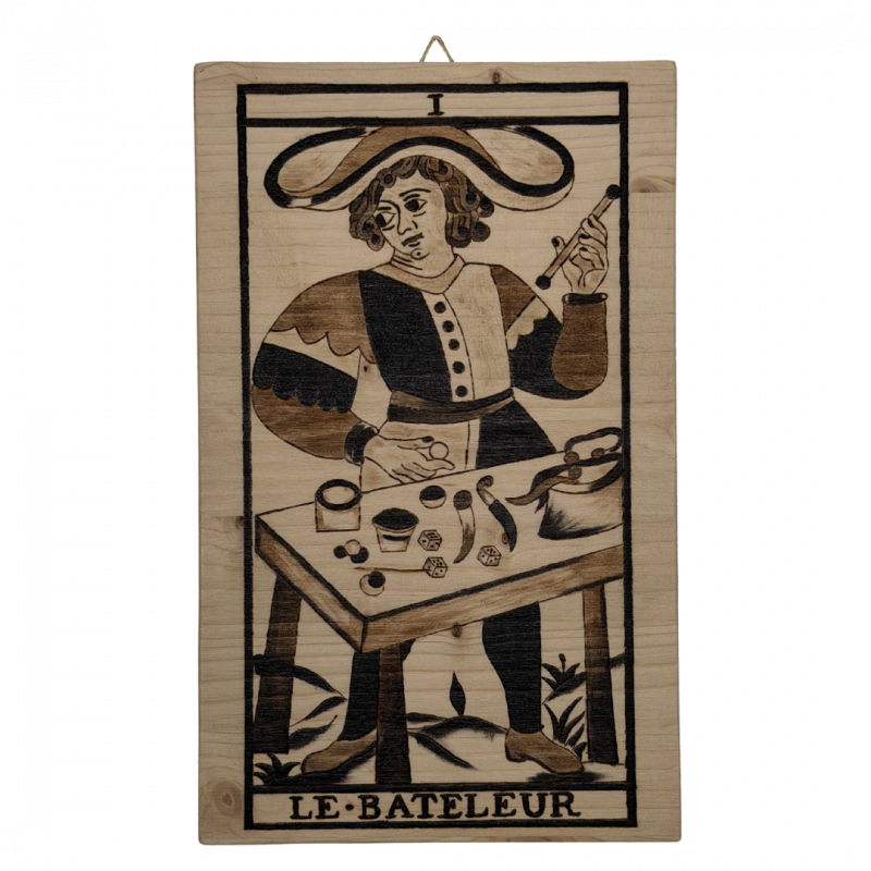 Tavola arcano bagatto artigianale in legno inciso a mano - 30 x 18,5 cm