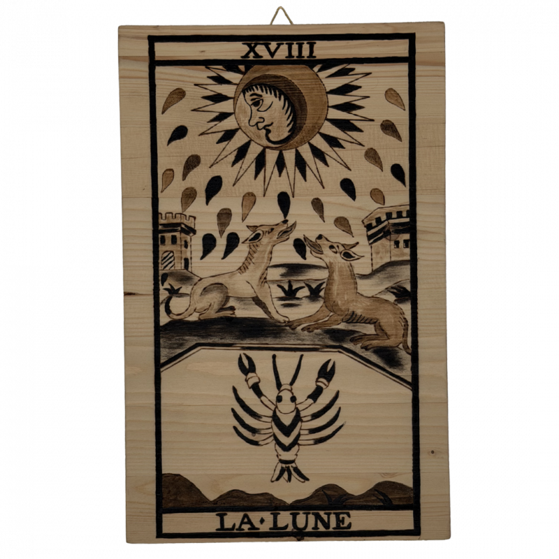 Tavola arcano luna artigianale in legno inciso a mano - 30 x 18,5 cm