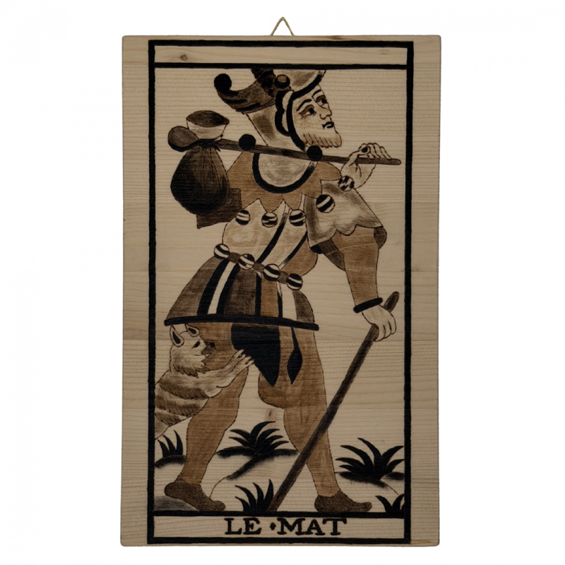 Tavola arcano matto artigianale in legno inciso a mano - 30 x 18,5 cm