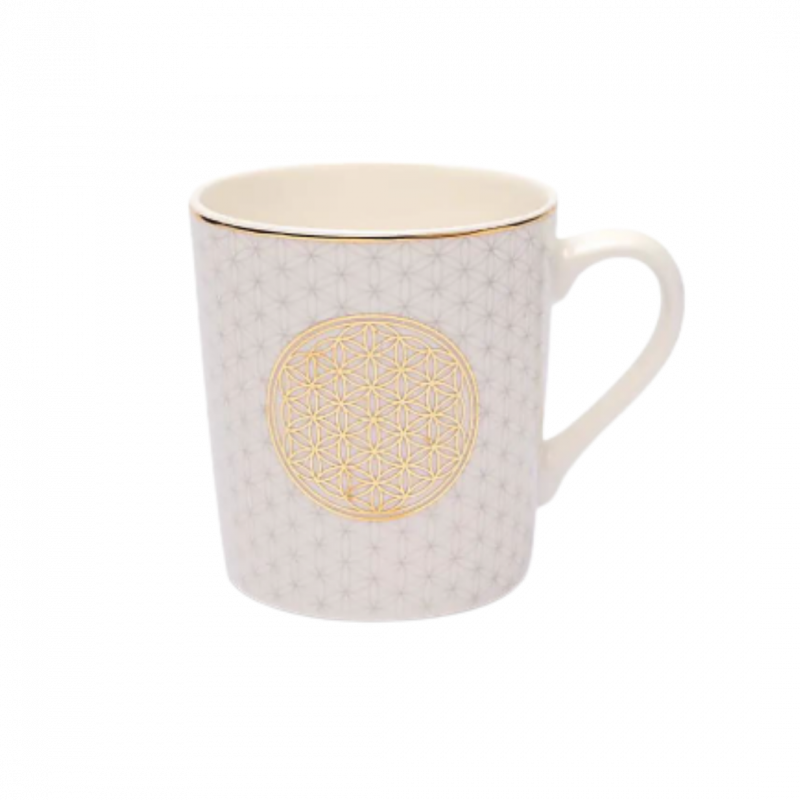 Tazza fiore della vita bianco e e oro - 250 ml
