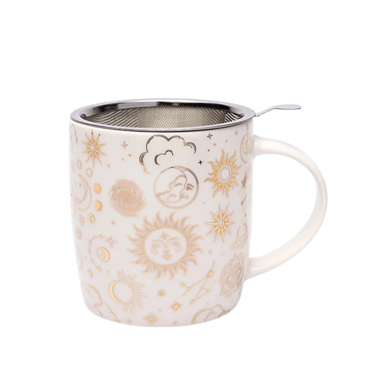 Tazza astrologia bianca con colino - 400 ml