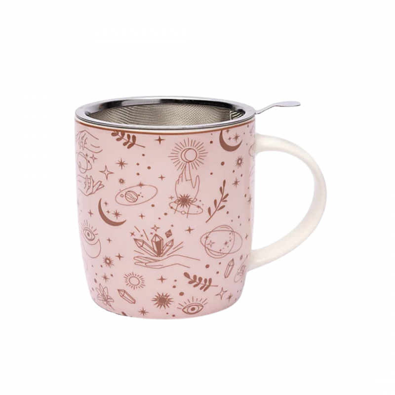 Tazza simboli magici rosa con colino - 400 ml