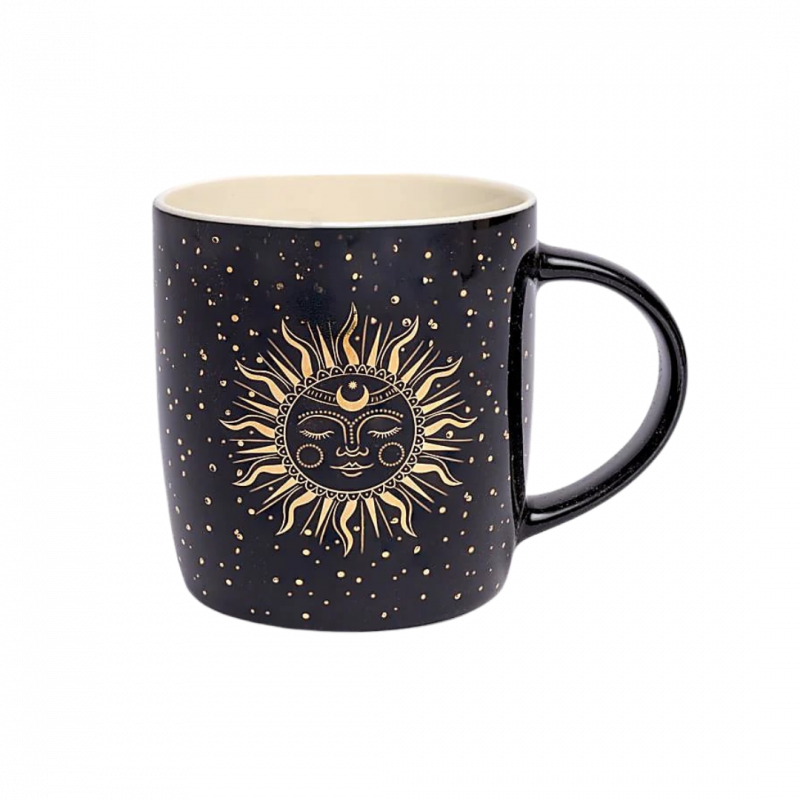 Tazza sole e luna nera e oro - 400 ml