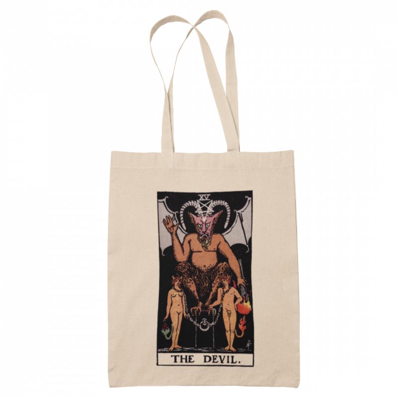 Tote bag tarocco il diavolo - bianca