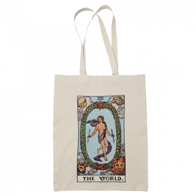 Tote bag tarocco il mondo - bianca