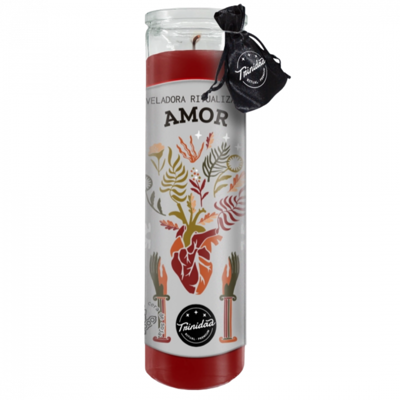 Velon in vetro rituale - amore - cera di soia con preghiera - 290 gr.